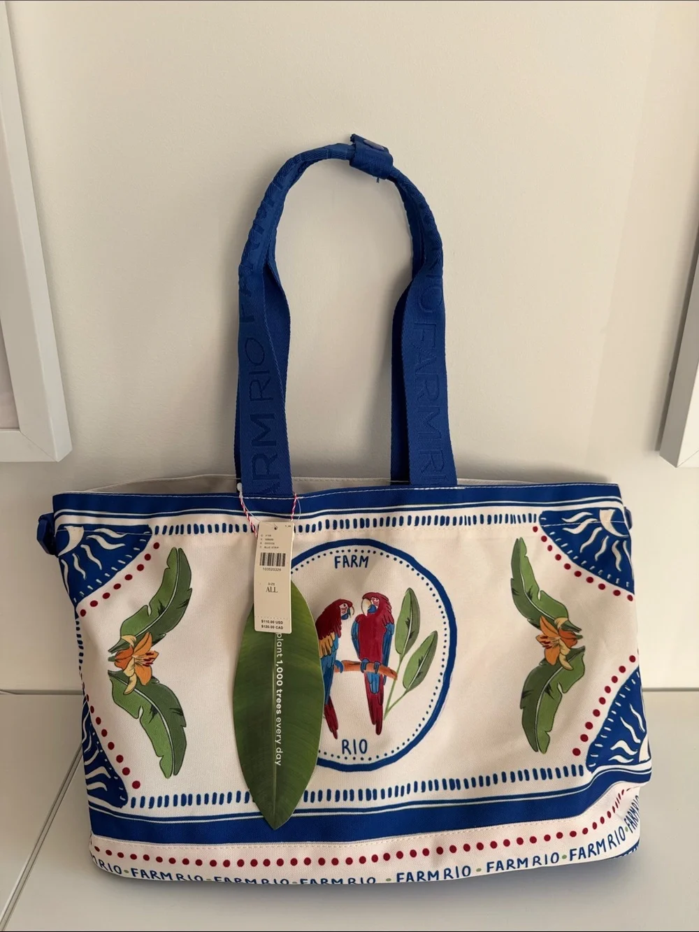 Anthropologie Farm rio Tropical destiny Beach Bag NWT $110